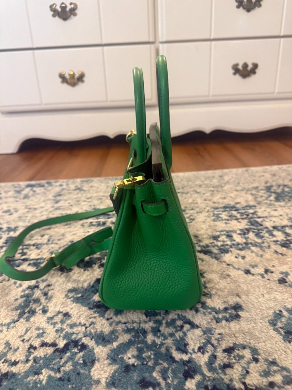 Ainifeel Green Leather Tote Bag - Picture 7 of 10